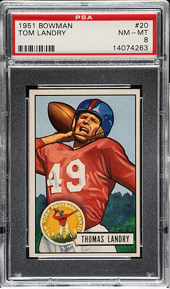 1951 Bowman Football #20 Tom Landry Rookie PSA NM-MT 8