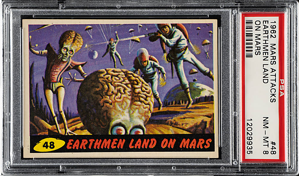1962 Topps "Mars Attacks" #48 "Earthmen Land on Mars" PSA NM-MT 8