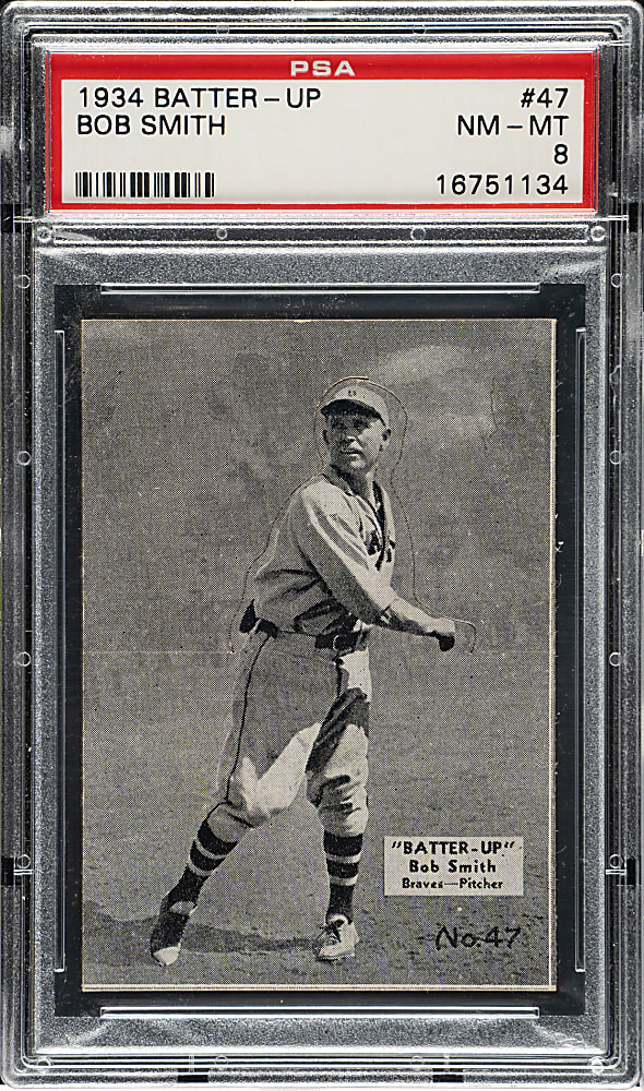 1934-1936 R318 Batter-Up #47 Bob Smith PSA NM-MT 8 - Highest Graded!