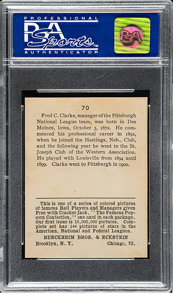 1914 E145 Cracker Jack #70 Fred Clarke PSA NM 7