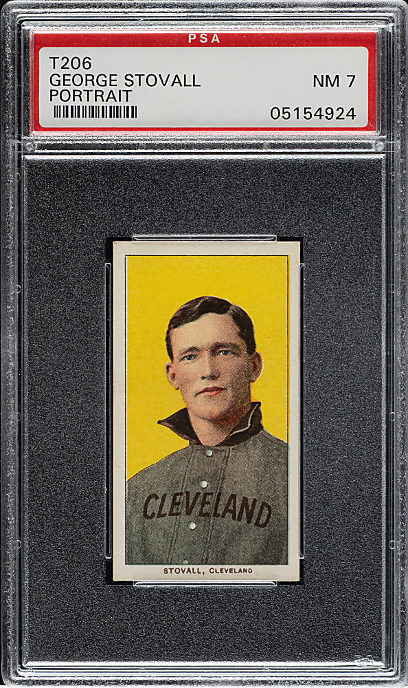 1909-1911 T206 White Border George Stovall Portrait PSA NM 7