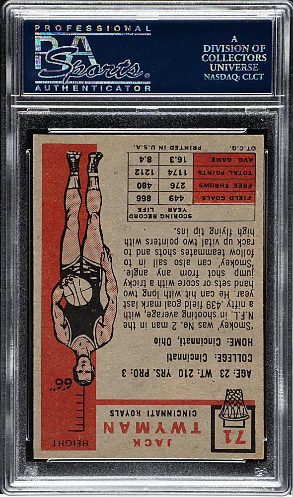 1957-1958 Topps Basketball #71 Jack Twyman Rookie PSA NM 7