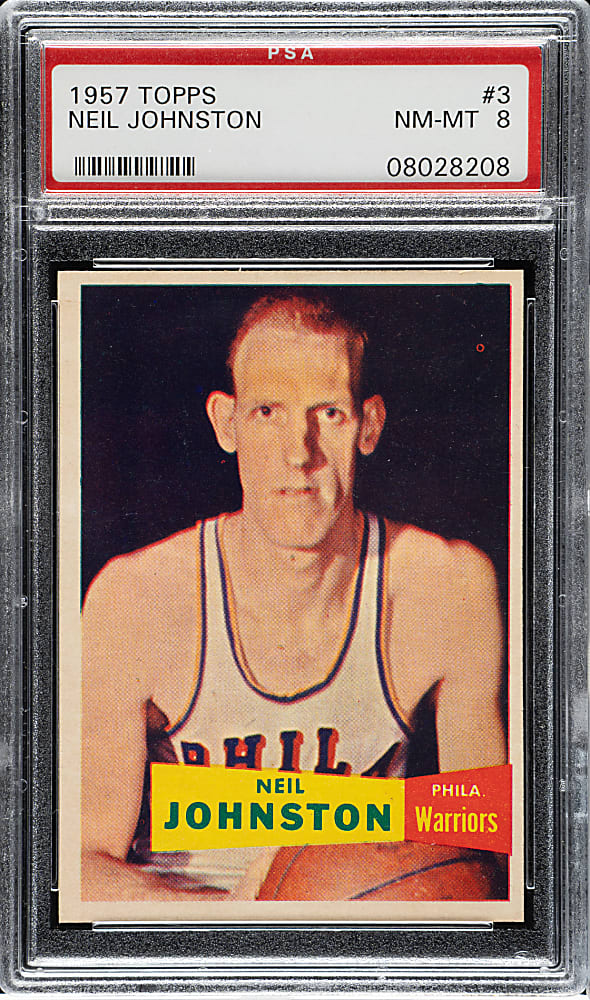 1957-1958 Topps Basketball #3 Neil Johnston Rookie PSA NM-MT 8