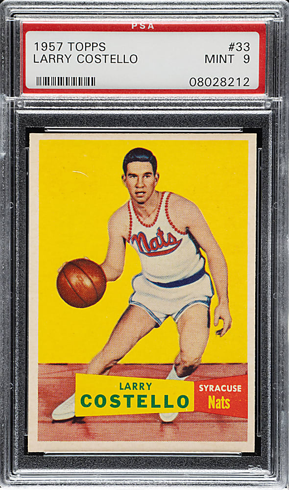 1957-1958 Topps Basketball #33 Larry Costello Rookie PSA MINT 9 - Highest Graded!