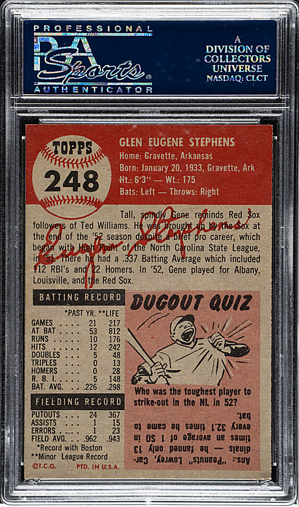 1953 Topps #248 Gene Stephens PSA NM-MT 8