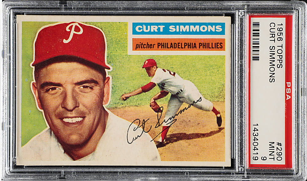 1956 Topps #290 Curt Simmons PSA MINT 9 - Highest Graded!