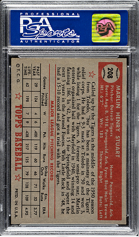 1952 Topps #208 Marlin Stuart PSA NM-MT 8