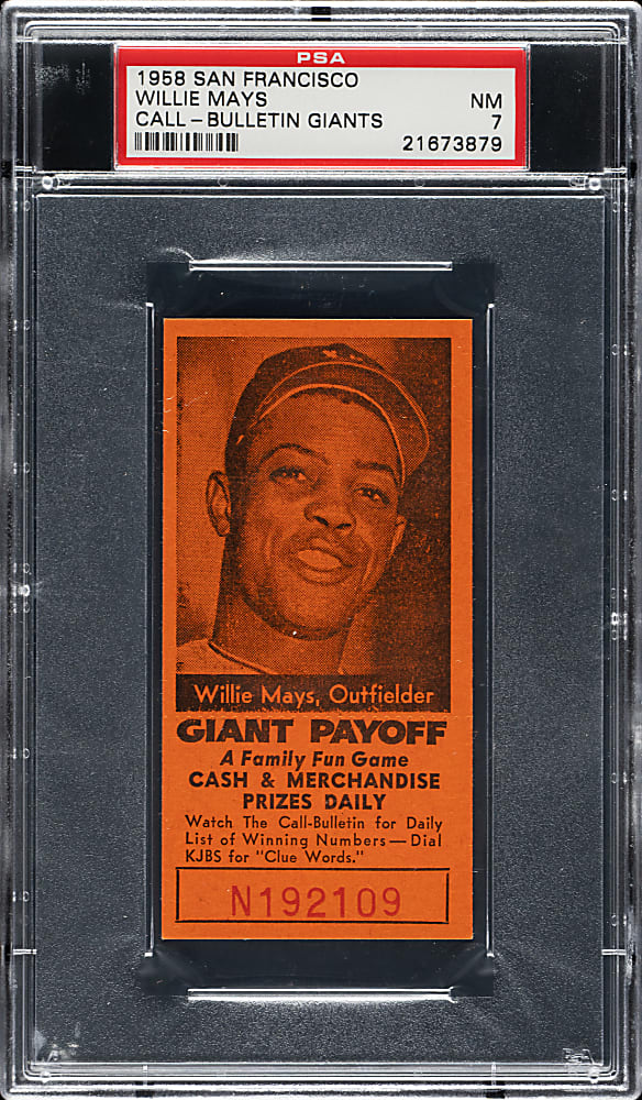 1958 San Francisco Call-Bulletin Giants Willie Mays PSA NM 7