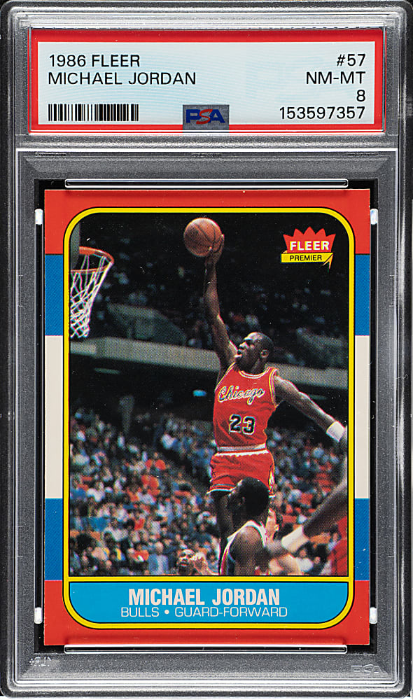 1986-1987 Fleer Basketball #57 Michael Jordan Rookie PSA NM-MT 8