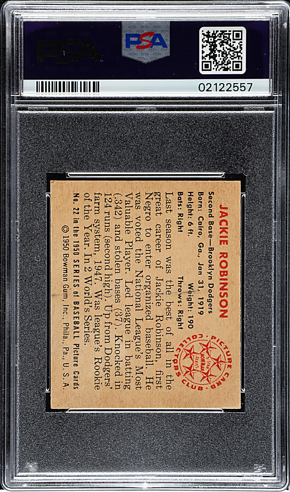 1950 Bowman #22 Jackie Robinson PSA NM-MT 8