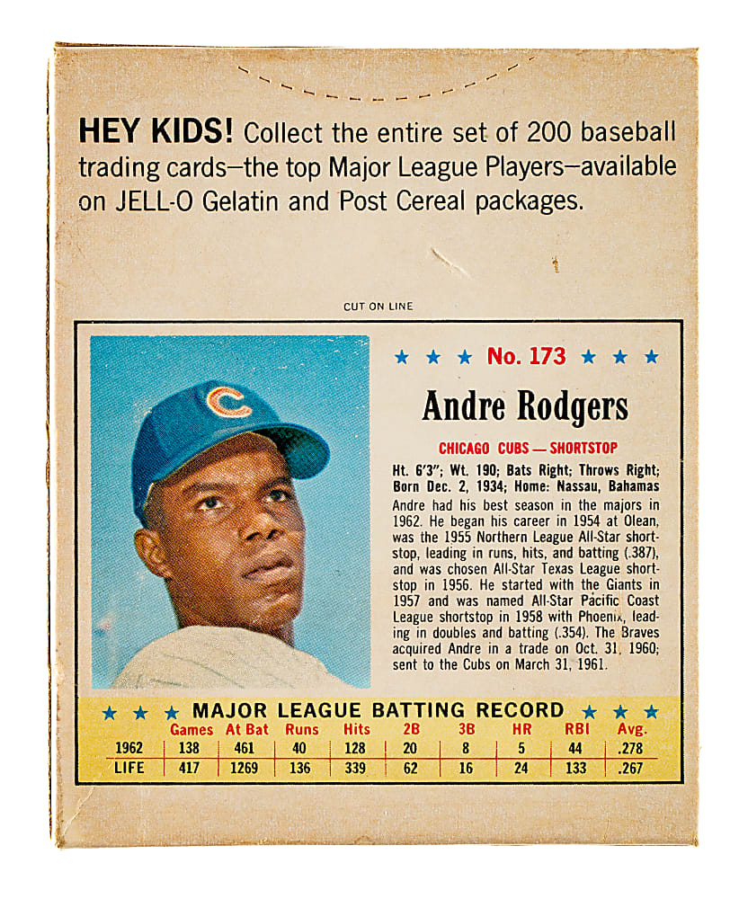1963 Jell-O Original Unopened Box with #173 Andre Rodgers
