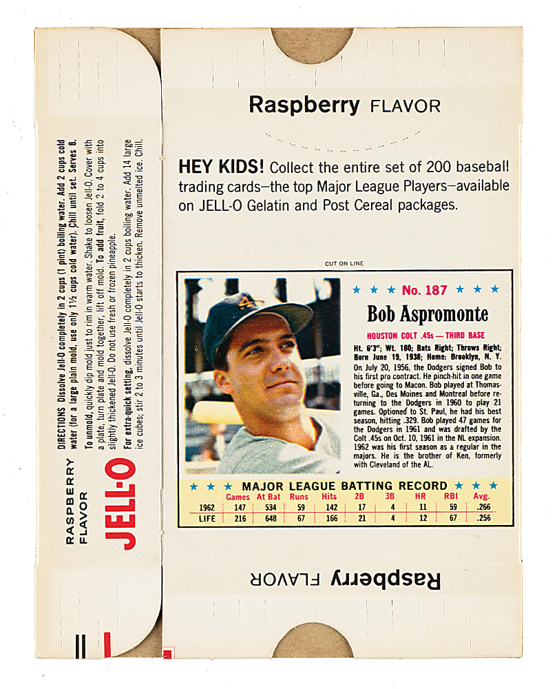 1963 Jell-O Complete Box #187 Bob Aspromonte