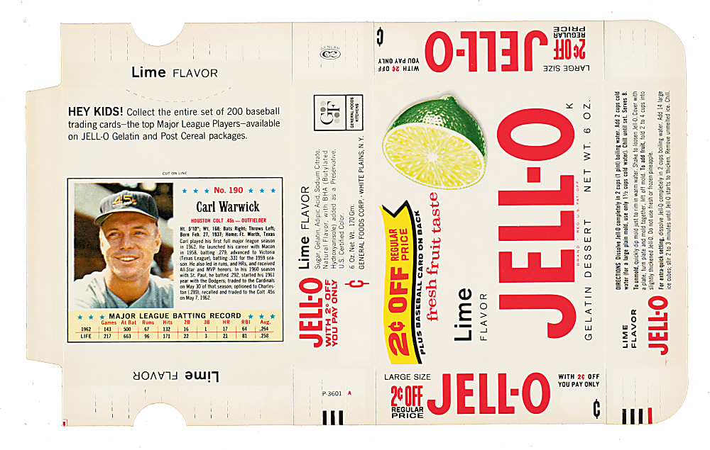 1963 Jell-O Complete Box #190 Carl Warwick