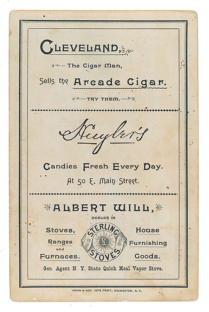 1887 Rochester Baseball Club Advertising Card