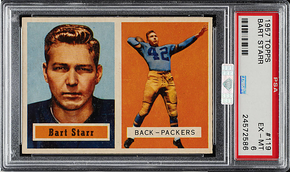 1957 Topps Football #119 Bart Starr Rookie PSA EX-MT 6 (MBA Silver Diamond)