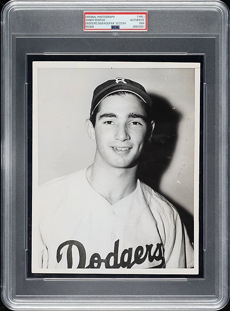 1954 Sandy Koufax Original Rookie Photograph PSA/DNA Type I - First Appearance in a Brooklyn Dodgers Uniform and Same Shoot as 1955 Topps Rookie!
