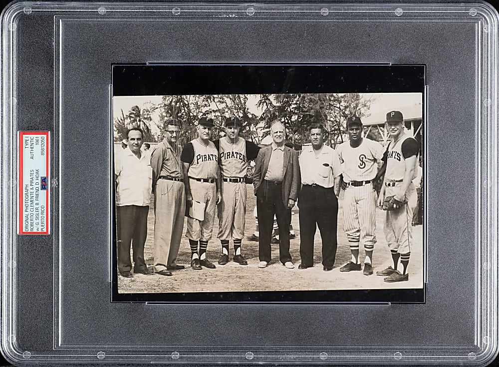 1961 Roberto Clemente, George Sisler, Bob Friend, and Don Hoak Original Photograph PSA/DNA Type I