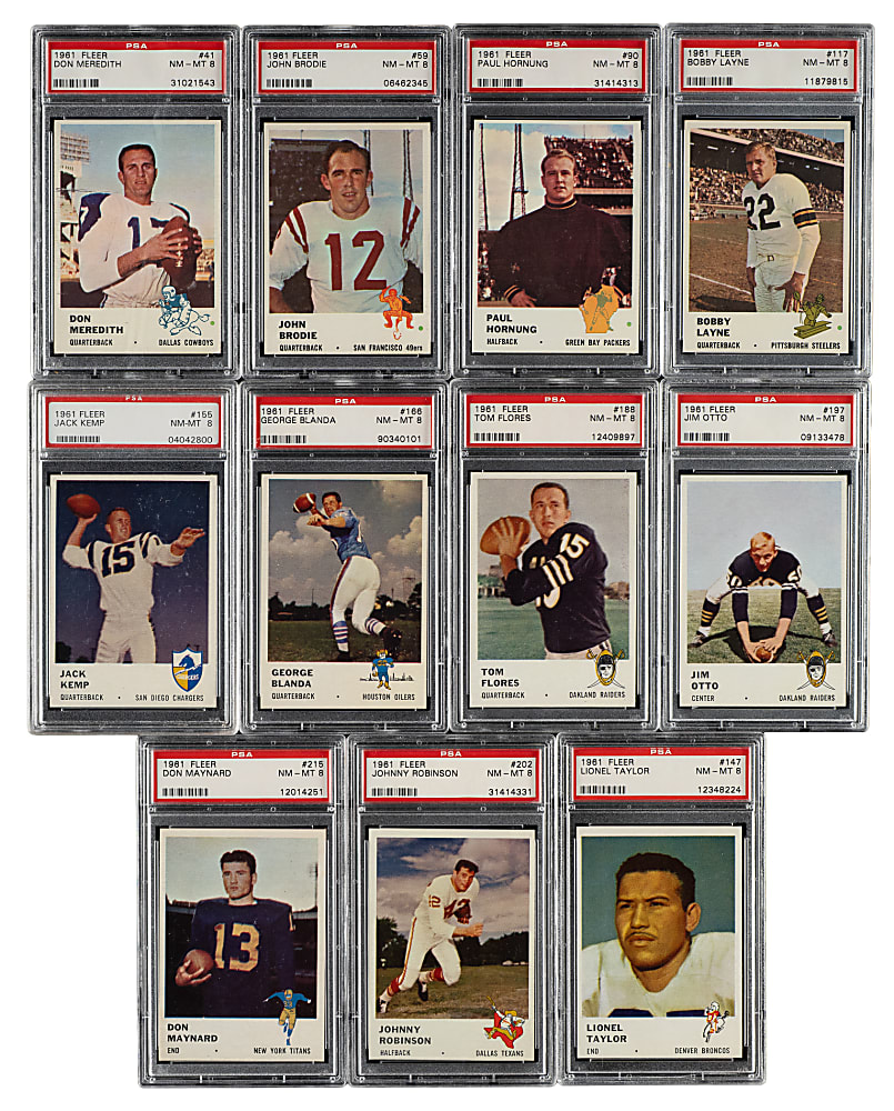 1961 Fleer Football PSA MINT 9 and NM-MT 8 Complete Set (220)