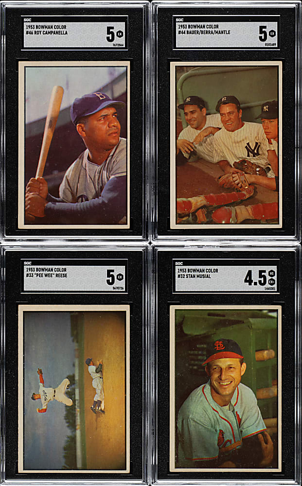 1953 Bowman Color Near-Complete Set (143/160) Including 13 PSA- and SGC-Graded Cards