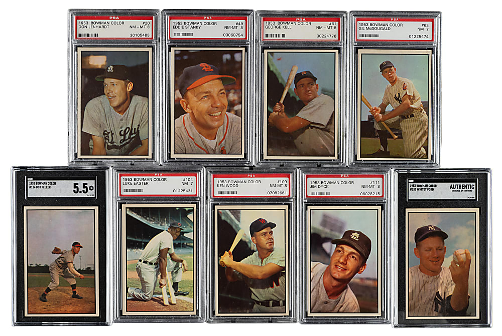 1953 Bowman Color Near-Complete Set (143/160) Including 13 PSA- and SGC-Graded Cards