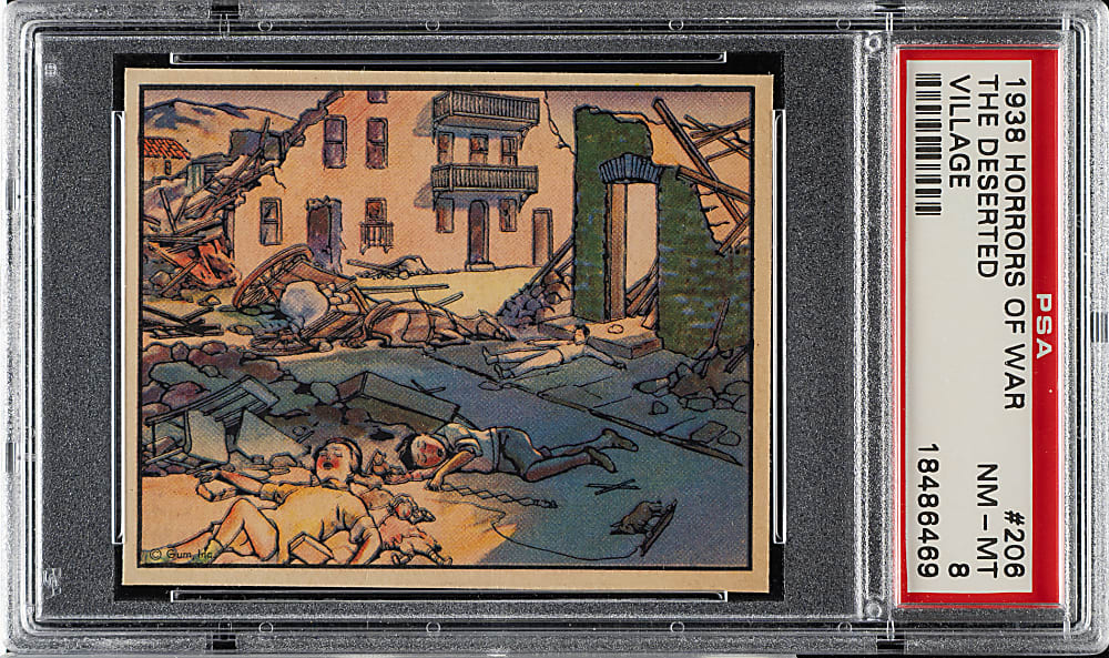 1938 R69 Gum, Inc. "Horrors of War" #206 The Deserted Village PSA NM-MT 8