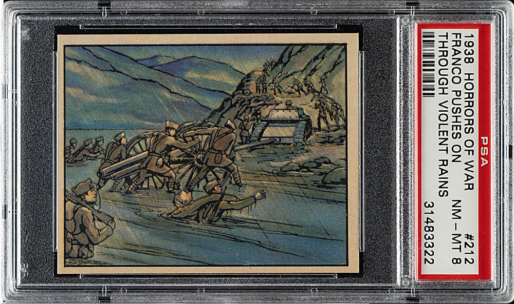 1938 R69 Gum, Inc. "Horrors of War" #212 Franco Pushes on Through Violent Rains PSA NM-MT 8 - Highest Graded!