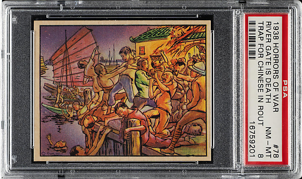 1938 R69 Gum, Inc. "Horrors of War" #78 River Gate is Death Trap for Chinese in Rout PSA NM-MT 8