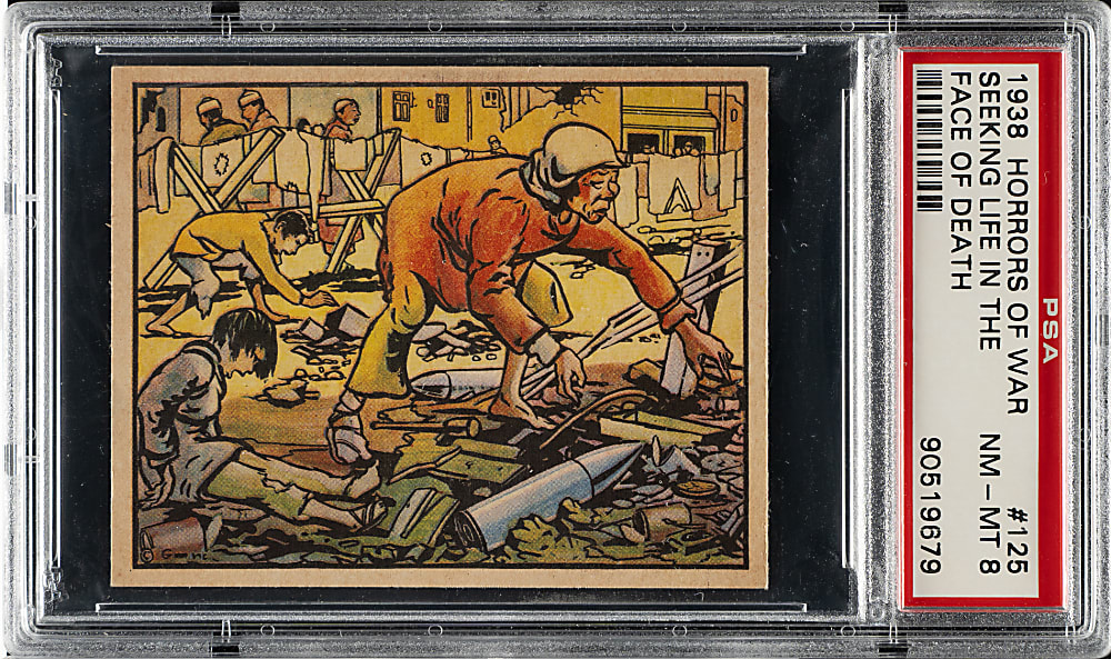 1938 R69 Gum, Inc. "Horrors of War" #125 Seeking Life in the Face of Death PSA NM-MT 8