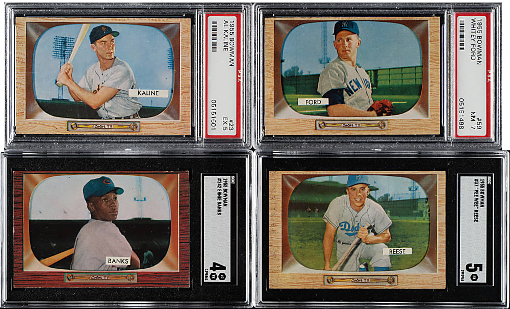 1955 Bowman Near-Complete Master Set (322/326) Including 36 PSA- and SGC-Graded Cards