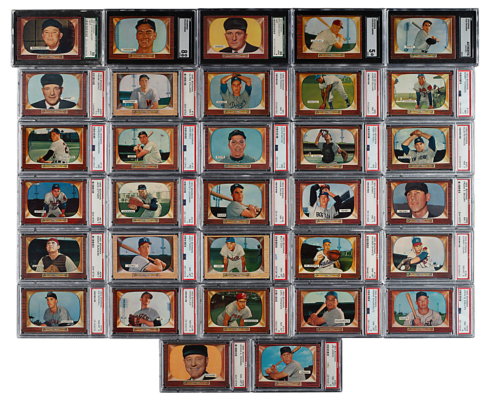 1955 Bowman Near-Complete Master Set (322/326) Including 36 PSA- and SGC-Graded Cards