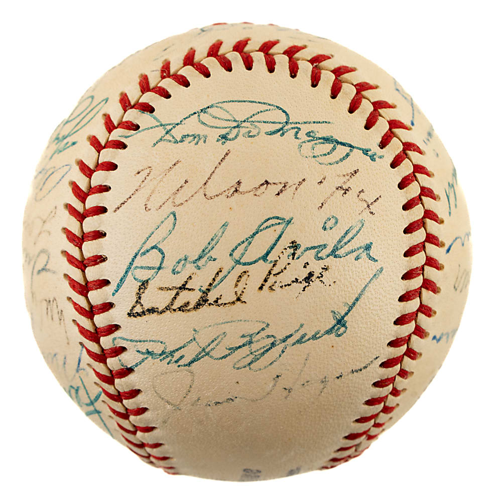 1952 American League All-Star Team-Signed Baseball with Satchel Paige and Mickey Mantle - JSA