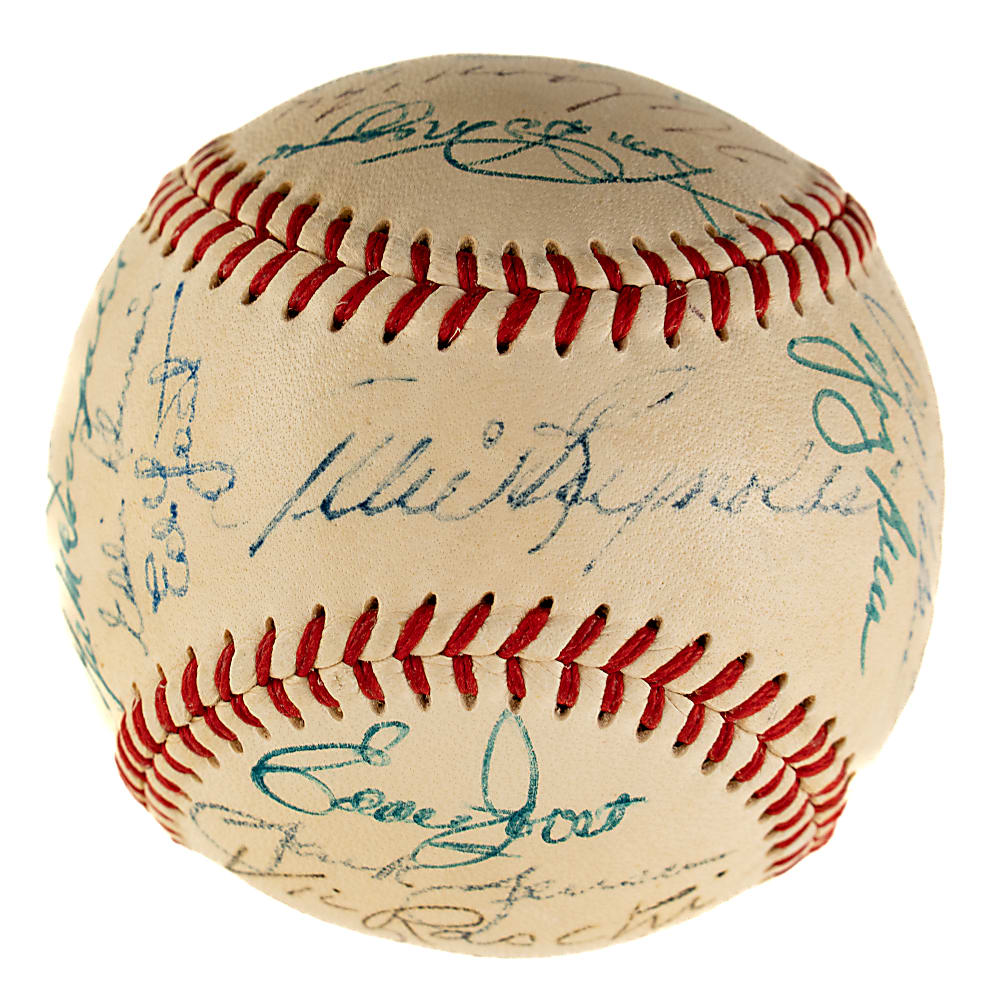 1952 American League All-Star Team-Signed Baseball with Satchel Paige and Mickey Mantle - JSA