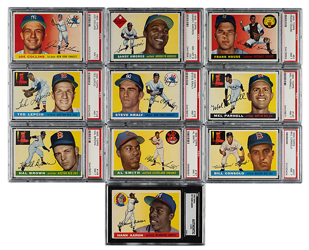 1955 Topps Near-Complete Set (189/206) Including Aaron, Mays, and J. Robinson