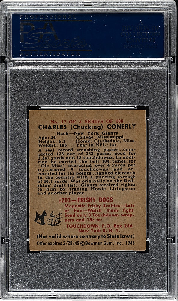 1948 Bowman Football #12 Charley Conerly Rookie PSA NM-MT 8