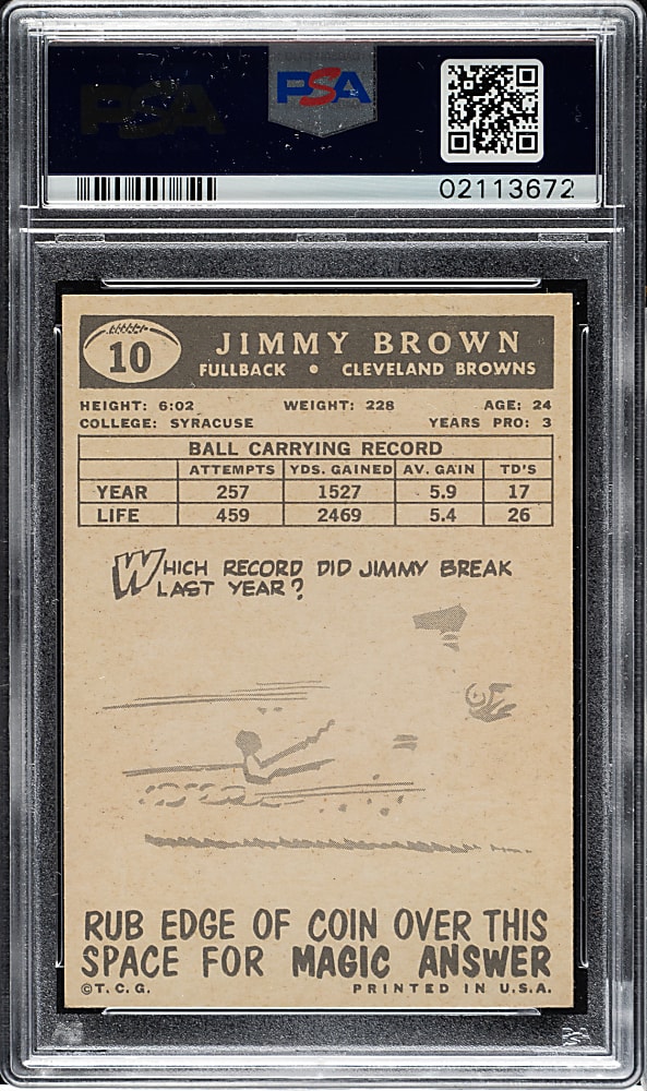 1959 Topps Football #10 Jim Brown PSA NM-MT 8