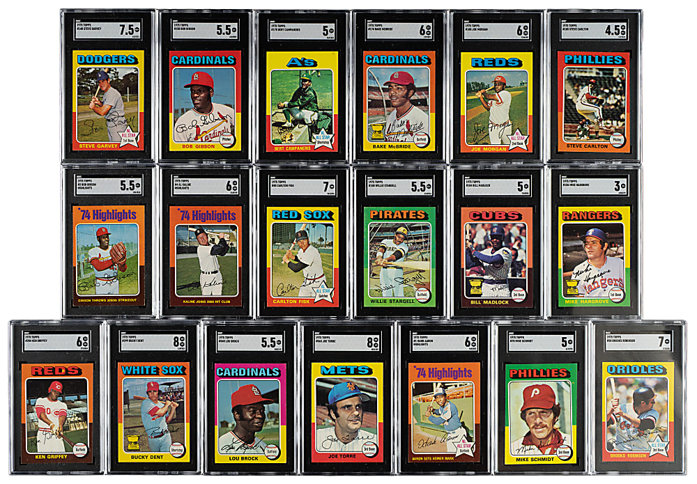 1975 Topps Near-Complete Set (659/660) Including 26 SGC- and PSA-Graded Cards