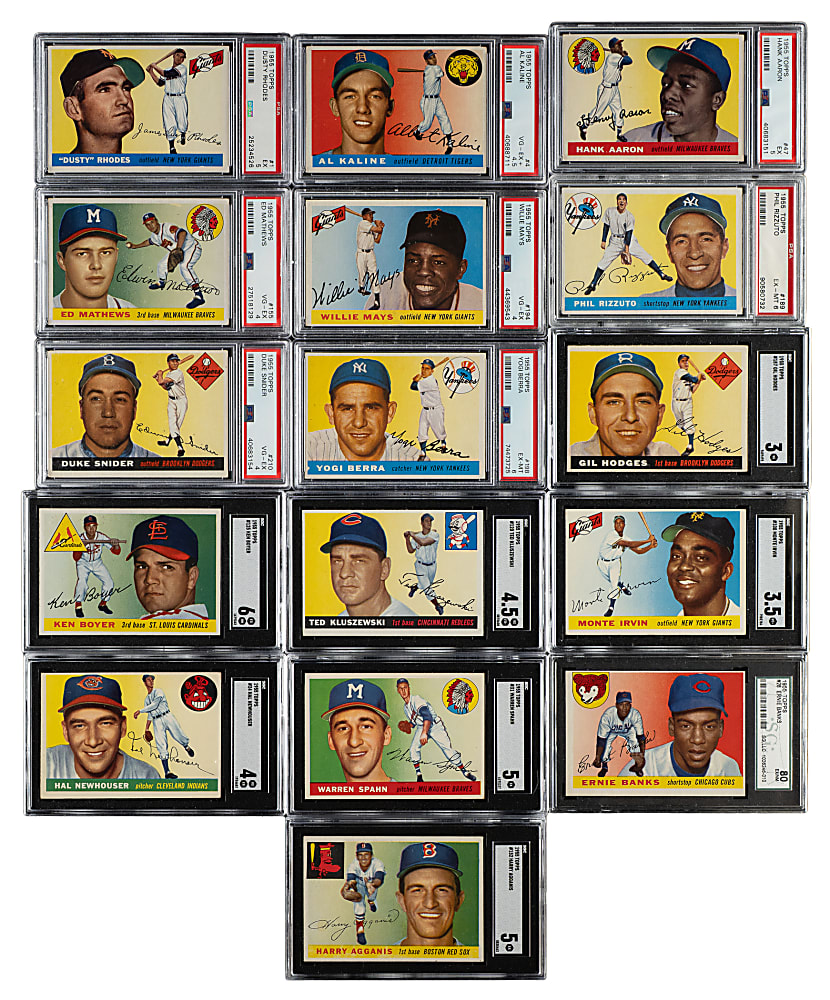 1955 Topps PSA- and SGC-Graded Near-Complete Set (204/206)