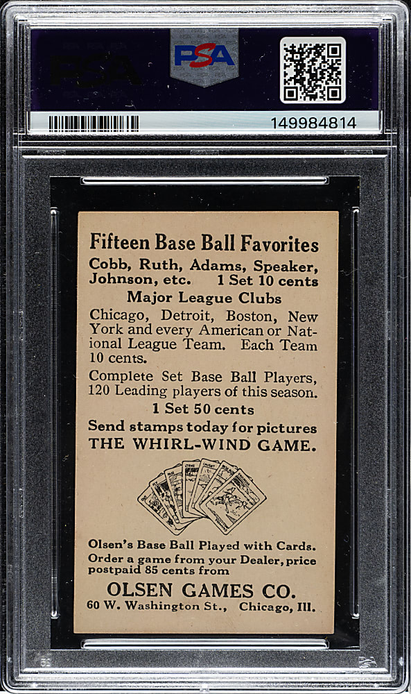Newly Discovered 1922 Olsen Games Co. Ty Cobb PSA EX 5 - 1 of 1 - Highest Graded!
