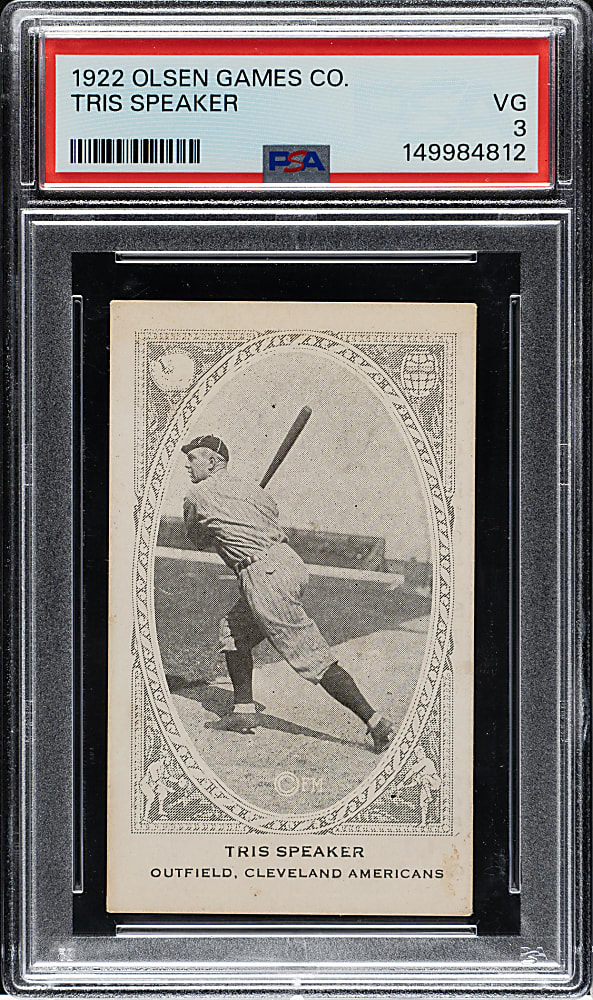 Newly Discovered 1922 Olsen Games Co. Tris Speaker VG 3 - 1 of 1 - Highest Graded!