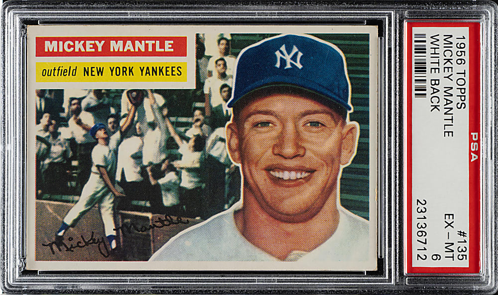 1956 Topps #135 Mickey Mantle White Back PSA EX-MT 6