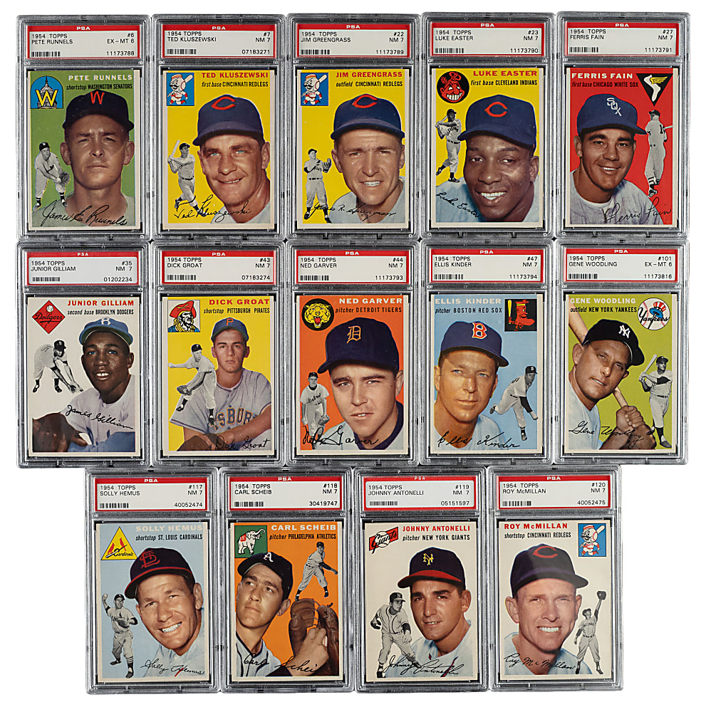 1954 Topps Near-Complete Set (233/250) Including 18 PSA- and SGC-Graded Cards