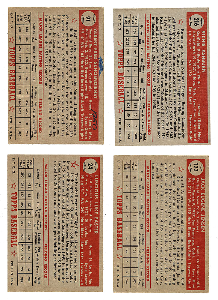 1952 Topps Low-Number Collection (130)