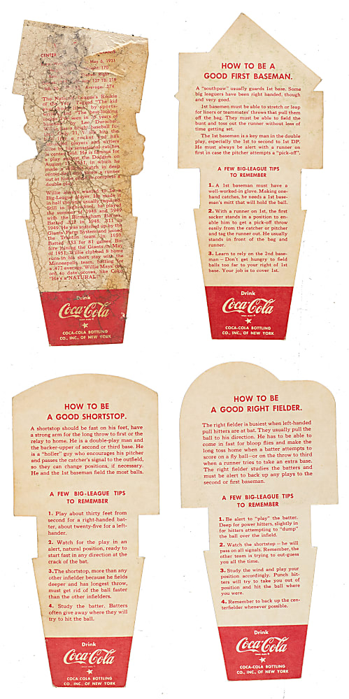 1952 Coca-Cola Playing Tips Complete Set (10) Plus Willie Mays Test Card