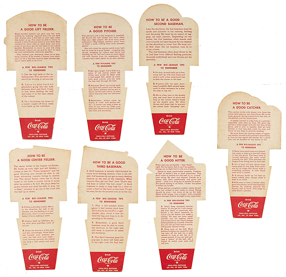 1952 Coca-Cola Playing Tips Complete Set (10) Plus Willie Mays Test Card