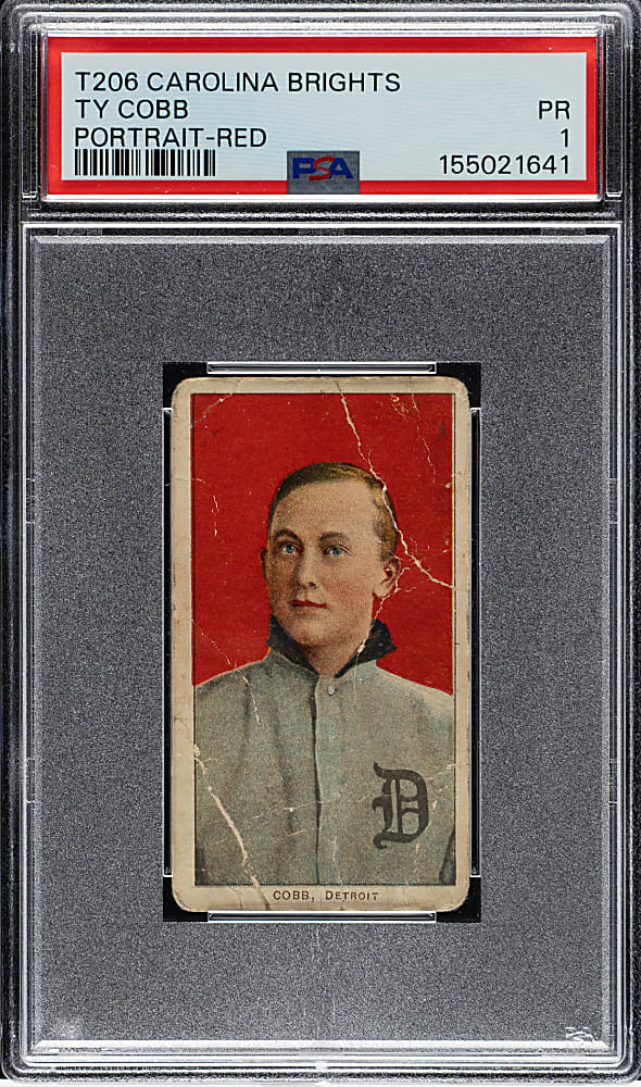 Newly Discovered 1909-1911 T206 Ty Cobb Portrait Red Background PSA POOR 1 - Carolina Brights Back