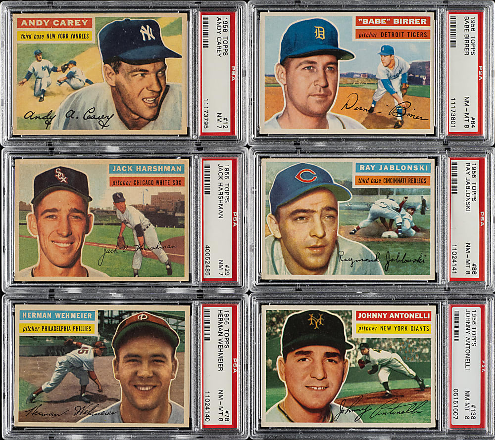 1956 Topps Complete Set (340 Plus Two Checklists) Including 20 PSA- and SGC-Graded Cards
