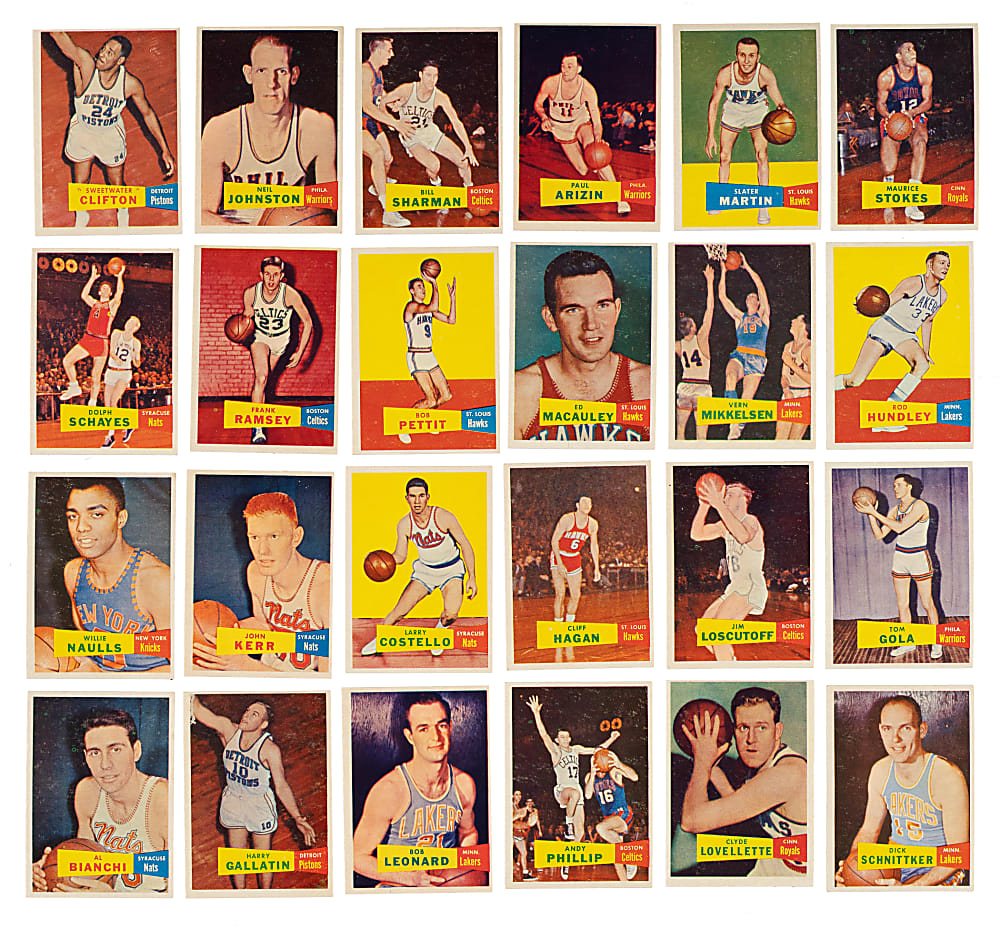 1957-1958 Topps Basketball Near-Complete Set (79/80) Including #17 Bob Cousy Rookie SGC EX+ 5.5