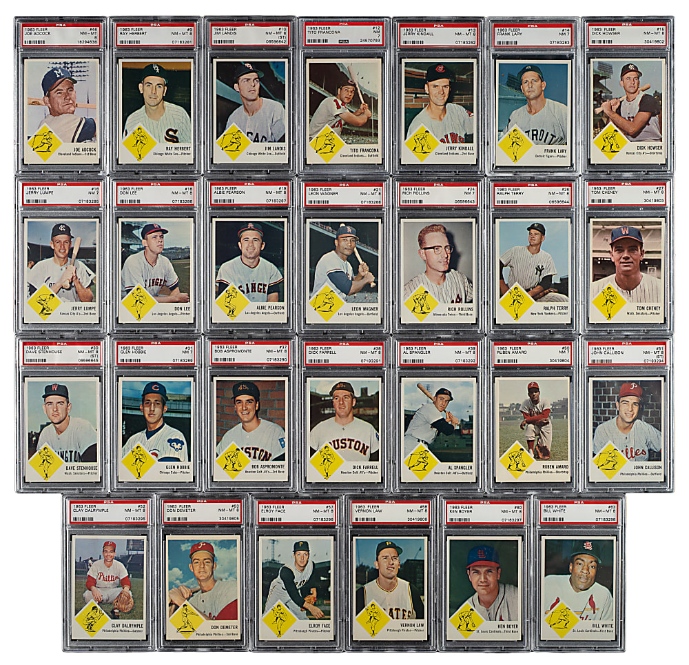 1963 Fleer Complete Set (67) with Checklist Including 31 PSA-Graded Cards