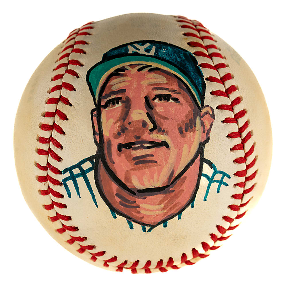 Mickey Mantle Single-Signed Portrait Baseball - JSA