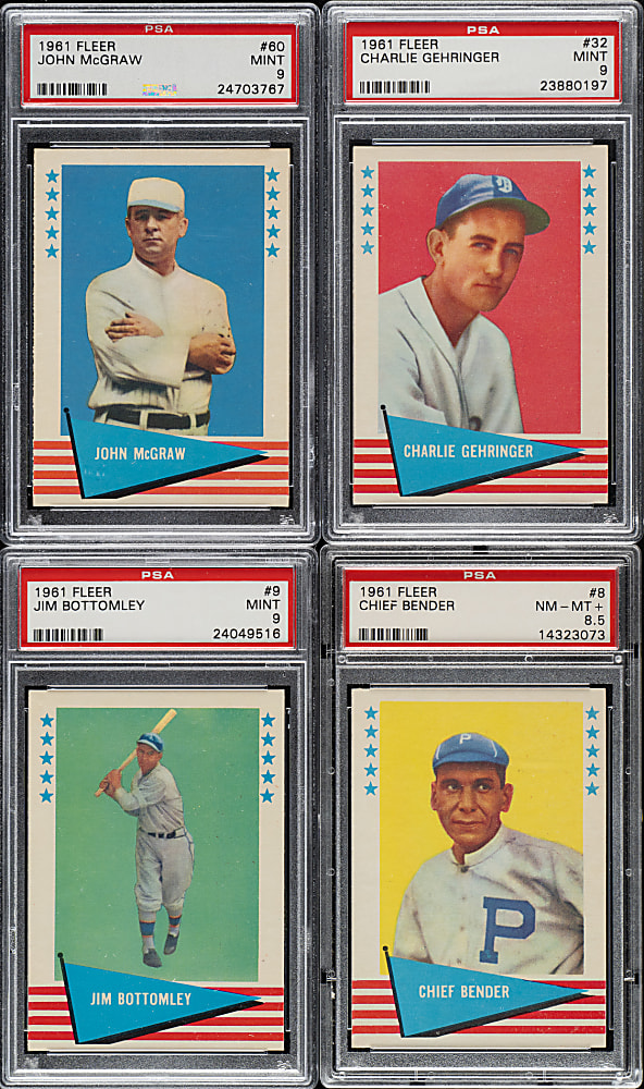 1961-1962 Fleer All-Time Greats Complete Set (154) Including 74 PSA- and SGC-Graded Cards